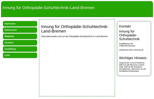 Vorschau von www.orthopaedie-schuhtechnik-land-bremen.de, Innung für Orthopädie-Schuhtechnik im Bundesland Bremen