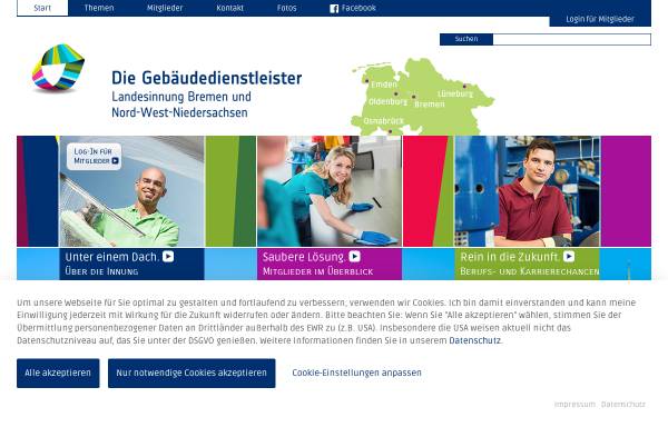 Vorschau von www.gebaeudereiniger-innung-hb-nds.de, Landesinnung für das Gebäudereinigerhandwerk Bremen und Nord-West-Niedersachsen