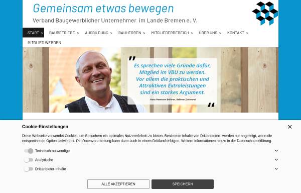 Vorschau von www.vbu-bremen.de, Verband Baugewerblicher Unternehmer im Lande Bremen e.V.