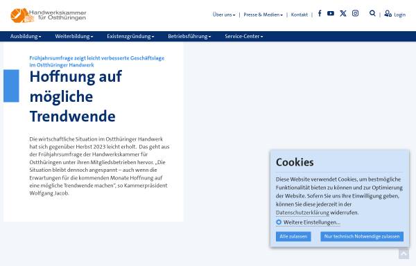 Vorschau von www.hwk-gera.de, Handwerkskammer für Ostthüringen