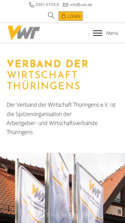 Vorschau der mobilen Webseite www.vwt.de, Verband der Wirtschaft Thüringens e.V.