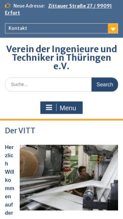 Vorschau der mobilen Webseite www.vitt.de, Verein der Ingenieure und Techniker in Thüringen e.V. (VITT)