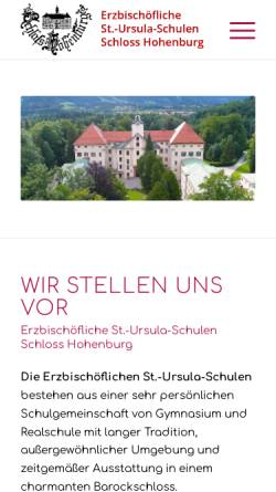 Vorschau der mobilen Webseite www.st-ursula.net, Portal der St.-Ursula-Schulen Schloss Hohenburg