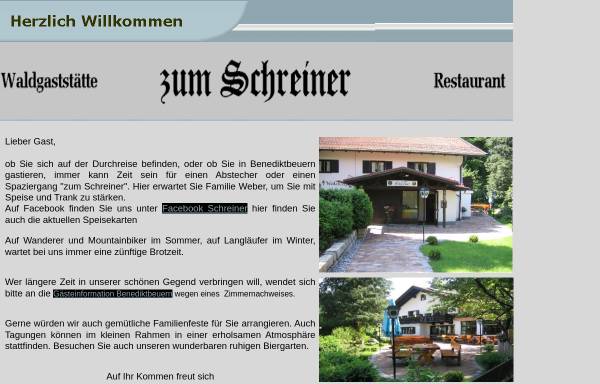 Vorschau von www.zum-schreiner.de, Waldgaststätte und Restaurant Zum Schreiner