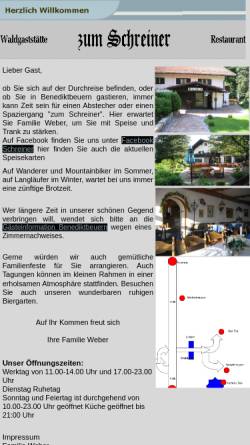 Vorschau der mobilen Webseite www.zum-schreiner.de, Waldgaststätte und Restaurant Zum Schreiner