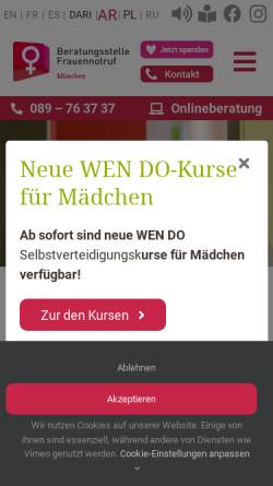Vorschau der mobilen Webseite www.frauennotrufmuenchen.de, Frauennotruf München