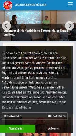 Vorschau der mobilen Webseite www.jf-muenchen.de, Jugendfeuerwehr München