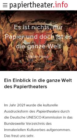 Vorschau der mobilen Webseite papiertheater.info, Papiertheater Invisius