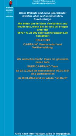 Vorschau der mobilen Webseite t-shirt-feuerwehr.de, Caprano Vereinsbedarf