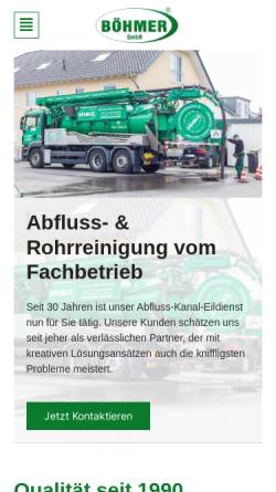 Vorschau der mobilen Webseite www.abflussreinigung.de, Abfluss-Kanal-Eildienst Böhmer GmbH