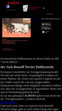Vorschau der mobilen Webseite www.jack-russell-terrier-von-karoo.de, Zwinger von Karoo