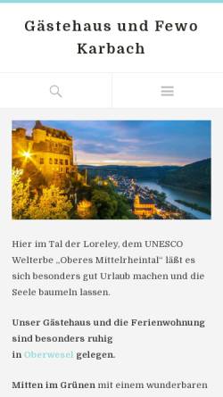 Vorschau der mobilen Webseite www.fewo-oberwesel.de, Ferienwohnung Karbach