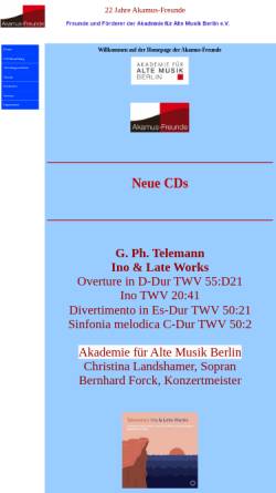 Vorschau der mobilen Webseite akamusfreunde.de, Freunde und Förderer der Akademie für Alte Musik e.V.