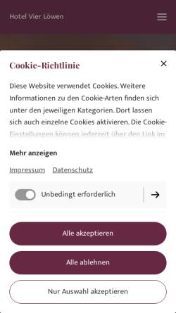 Vorschau der mobilen Webseite hotel-vier-loewen.de, Hotel-Restaurant Vier Löwen