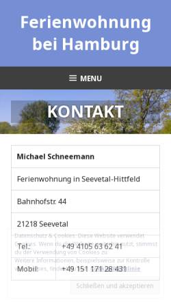 Vorschau der mobilen Webseite fewo-bei-hamburg.de, Ferienwohnung in Seevetal-Hittfeld