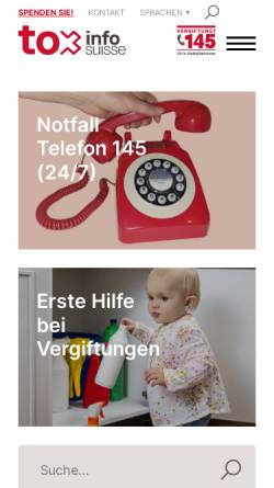 Vorschau der mobilen Webseite www.toxi.ch, Schweizerisches Toxikologisches Informationszentrum (STIZ)