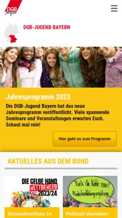Vorschau der mobilen Webseite www.dgb-jugend-bayern.de, Jugendseite der DGB Jugend Bayern