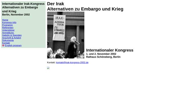 Vorschau von www.irak-kongress-2002.de, Internationaler Irak-Kongress - Alternativen zu Embargo und Krieg - Berlin November 2002