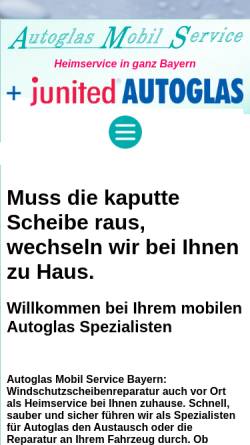 Vorschau der mobilen Webseite www.ams-autoglas.de, AMS Autoglas Mobil Service Bayern