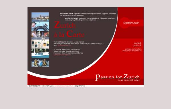 Vorschau von www.passionforzurich.ch, Passion for Zurich