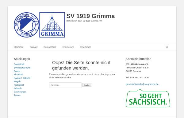 Vorschau von www.sv-grimma.de, SV 1919 Grimma e.V.