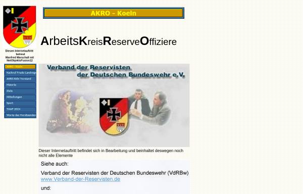 Vorschau von www.akro-koeln.de, ArbeitsKreisReserveOffiziere (AKRO)