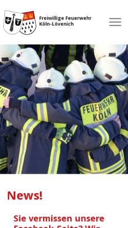 Vorschau der mobilen Webseite www.feuerwehr-loevenich.de, Freiwillige Feuerwehr Köln, Löschgruppe Lövenich