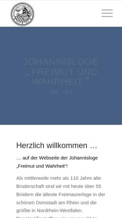 Vorschau der mobilen Webseite freimaurer-orden.koeln, Freimaurerloge Johannisloge Freimut und Wahrheit zu Coeln