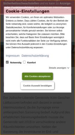 Vorschau der mobilen Webseite www.gescherlamassoret.de, Jüdische Liberale Gemeinde Köln Gescher LaMassoret e.V.