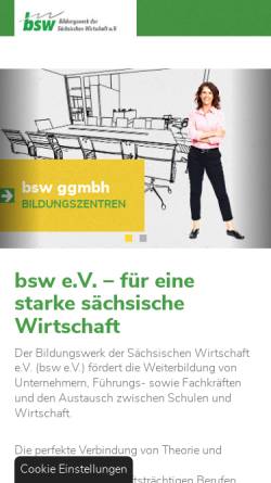 Vorschau der mobilen Webseite www.bsw-ev.de, Bildungswerk der Sächsischen Wirtschaft e.V.