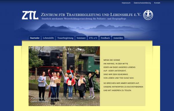 Vorschau von www.ztl-trauerbegleitung.de, Zentrum für Trauerbegleitung und Lebenshilfe e.V.