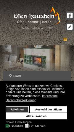 Vorschau der mobilen Webseite www.ofen-haustein.de, Manfred & Denis Haustein