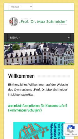 Vorschau der mobilen Webseite gymnasium-lichtenstein.de, Gymnasium Prof. Dr. Max Schneider