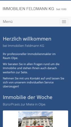 Vorschau der mobilen Webseite www.immobilien-feldmann.de, Immobilien Feldmann KG