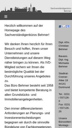 Vorschau der mobilen Webseite www.behmer-immobilien.de, Behmer Immobilien