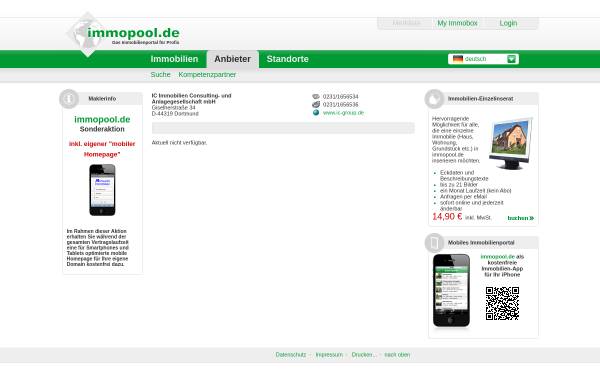 Vorschau von www.immopool.de, IC Immobilien Consulting- und Anlagegesellschaft mbH