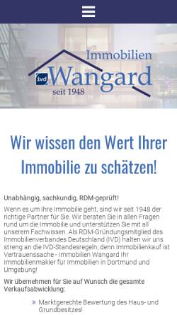 Vorschau der mobilen Webseite www.immobilien-wangard.de, Immobilien Wangard GmbH