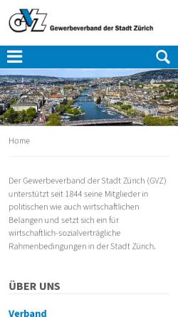 Vorschau der mobilen Webseite gewerbezuerich.ch, Gewerbeverband der Stadt Zürich