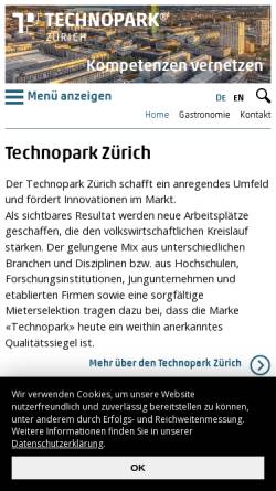Vorschau der mobilen Webseite www.technopark.ch, Technopark Zürich