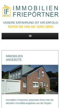 Vorschau der mobilen Webseite immobilien-friepoertner.de, Immobilien Friepörtner