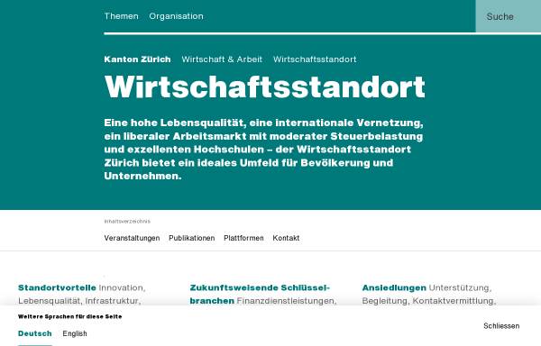 Vorschau von www.standort.zh.ch, Wirtschaftsförderung