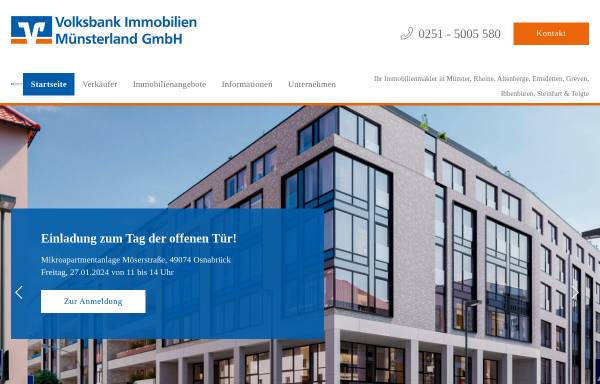 Vorschau von www.volksbank-immobilien.info, Volksbank Münster Immobilien GmbH
