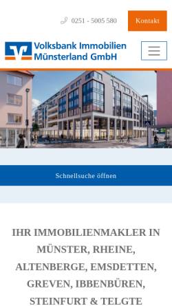 Vorschau der mobilen Webseite www.volksbank-immobilien.info, Volksbank Münster Immobilien GmbH