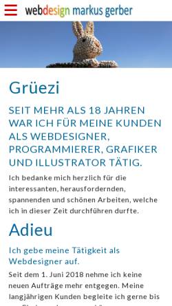 Vorschau der mobilen Webseite www.markusgerber.ch, Webdesign Markus Gerber