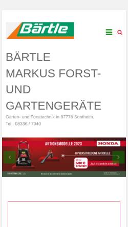 Vorschau der mobilen Webseite www.baertle-sontheim.de, Bärtle Forst- und Gartengeräte