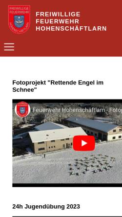Vorschau der mobilen Webseite www.feuerwehr-hohenschaeftlarn.de, Freiwillige Feuerwehr Hohenschäftlarn