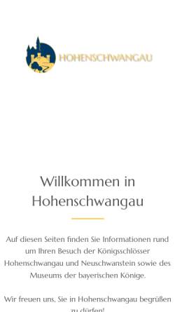 Vorschau der mobilen Webseite www.hohenschwangau.de, Hohenschwangau und Neuschwanstein