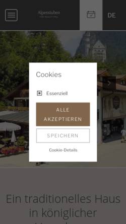 Vorschau der mobilen Webseite www.alpenstuben.de, Hotel Alpenstuben