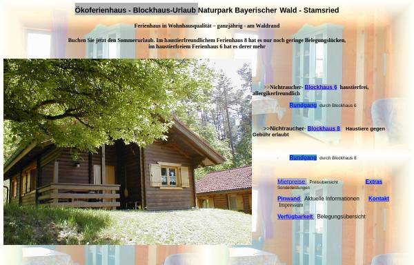 Vorschau von www.oekoferienhaus.de, Blockhaus-Ferienwohnung