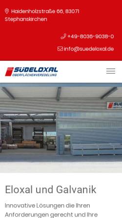 Vorschau der mobilen Webseite www.suedeloxal.de, Süd Eloxal GmbH
